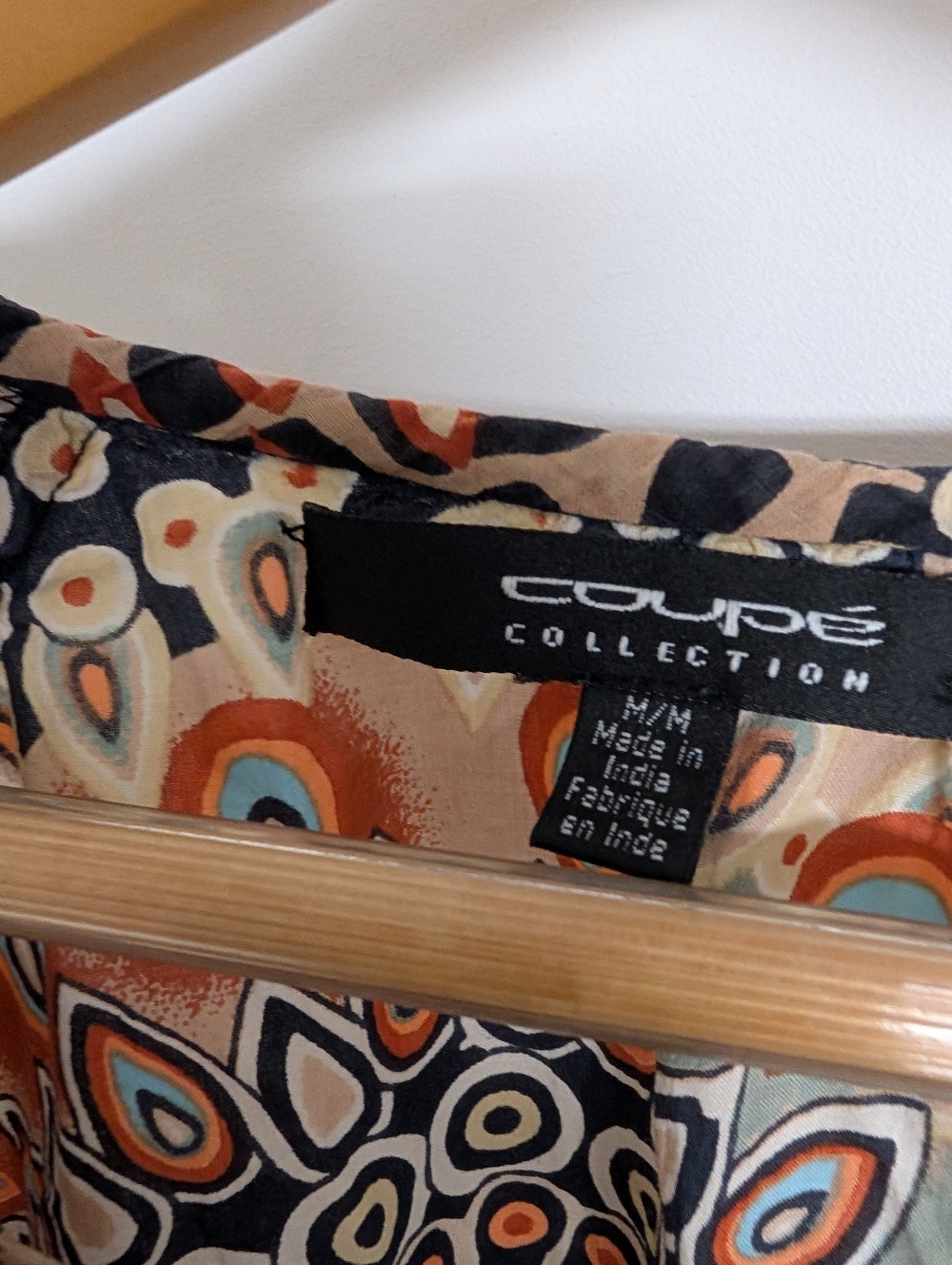 COUPE COLLECTION BOHO PRINT BLOUSE EARTH TONES 100% COTTON FLOWY TOP - Picture 3 of 6